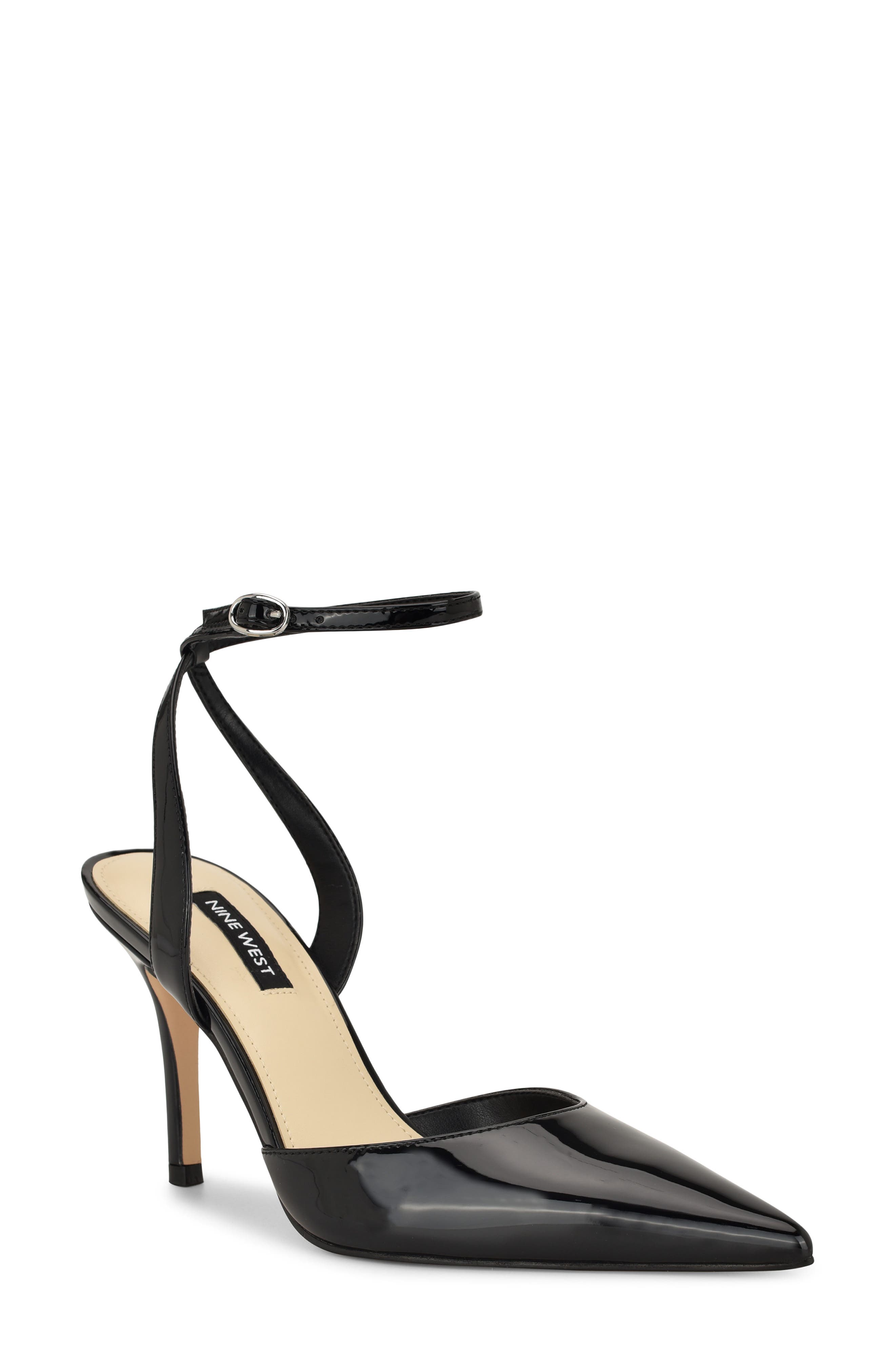 Nine West Grana Ankle Strap Pointed Toe Pump, Main, color, Black