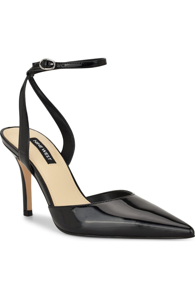 Nine West Grana Ankle Strap Pointed Toe Pump, Main, color, Black