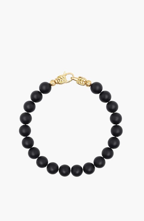 Onyx Healing Bracelet With Gold Lock
