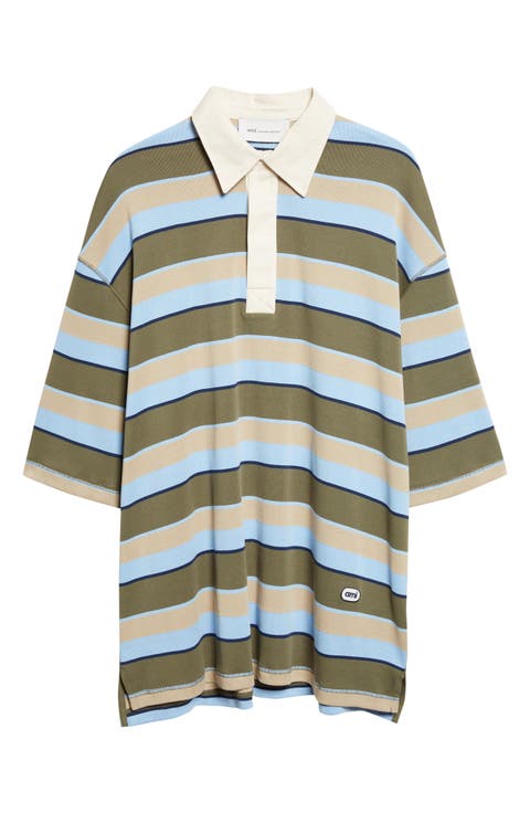 Oversize Stripe Cotton Polo