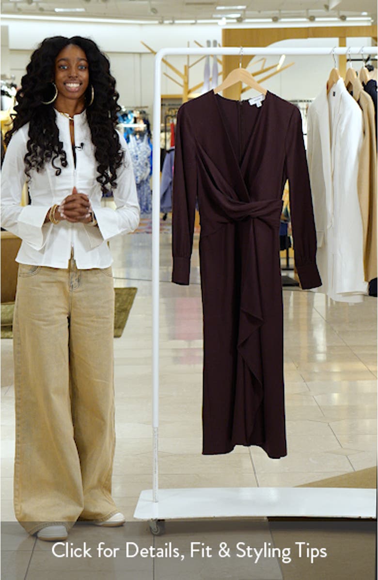 Mira Drape Detail Long Sleeve Dress, sales video thumbnail