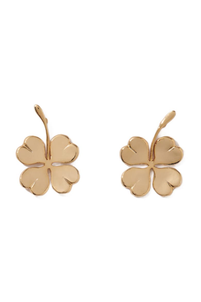Shamrock earrings, Main, color, Gold