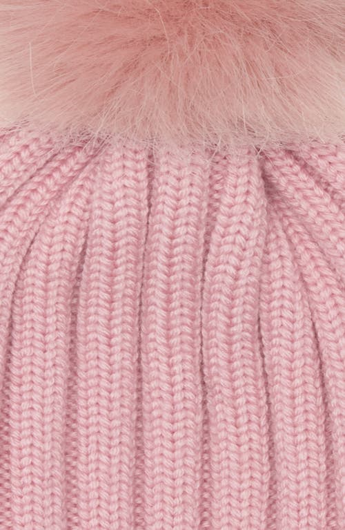 Moncler Virgin Wool Rib Beanie With Faux Fur Pompom