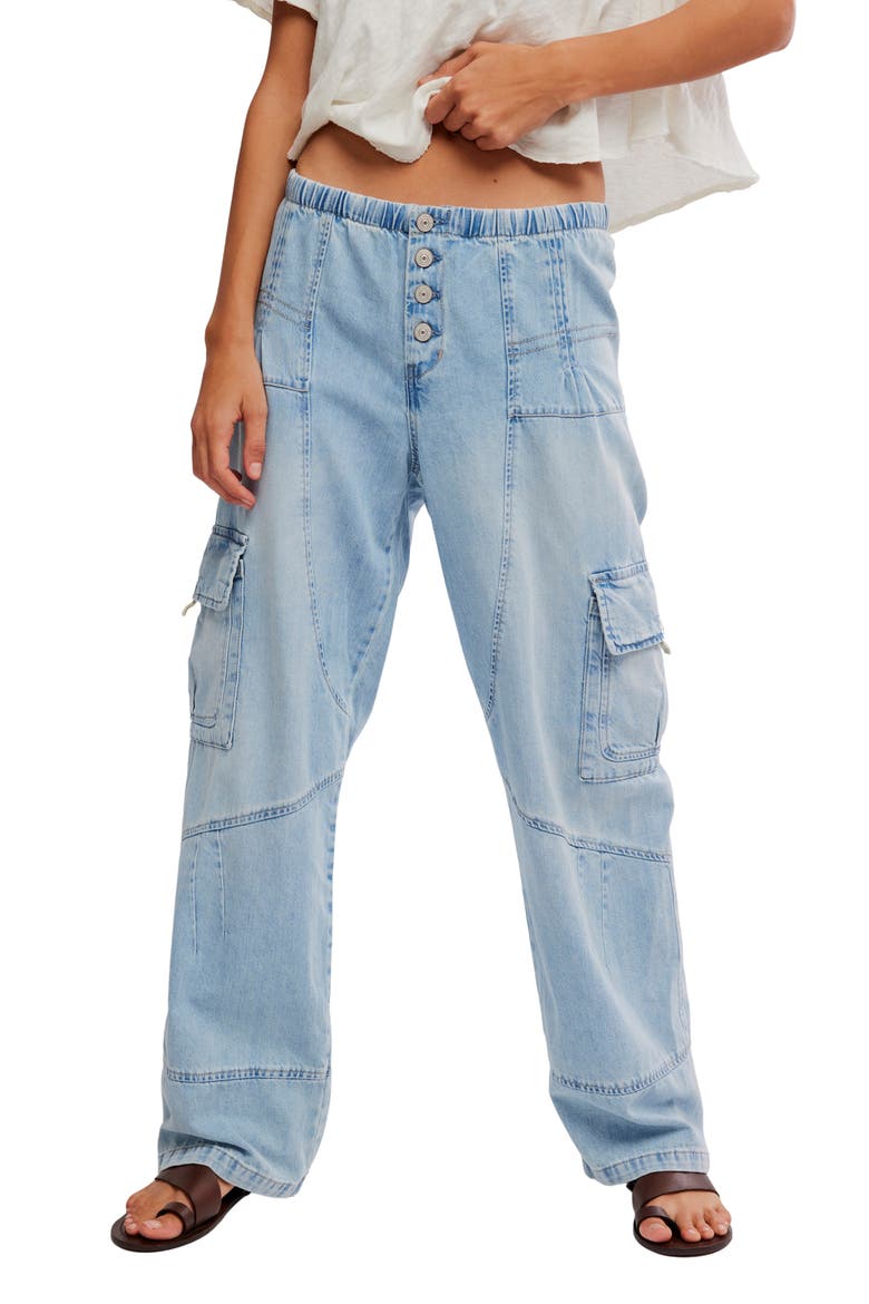 Wallflower Barrel Leg Cotton Jeans, Main, color, VICTORIA