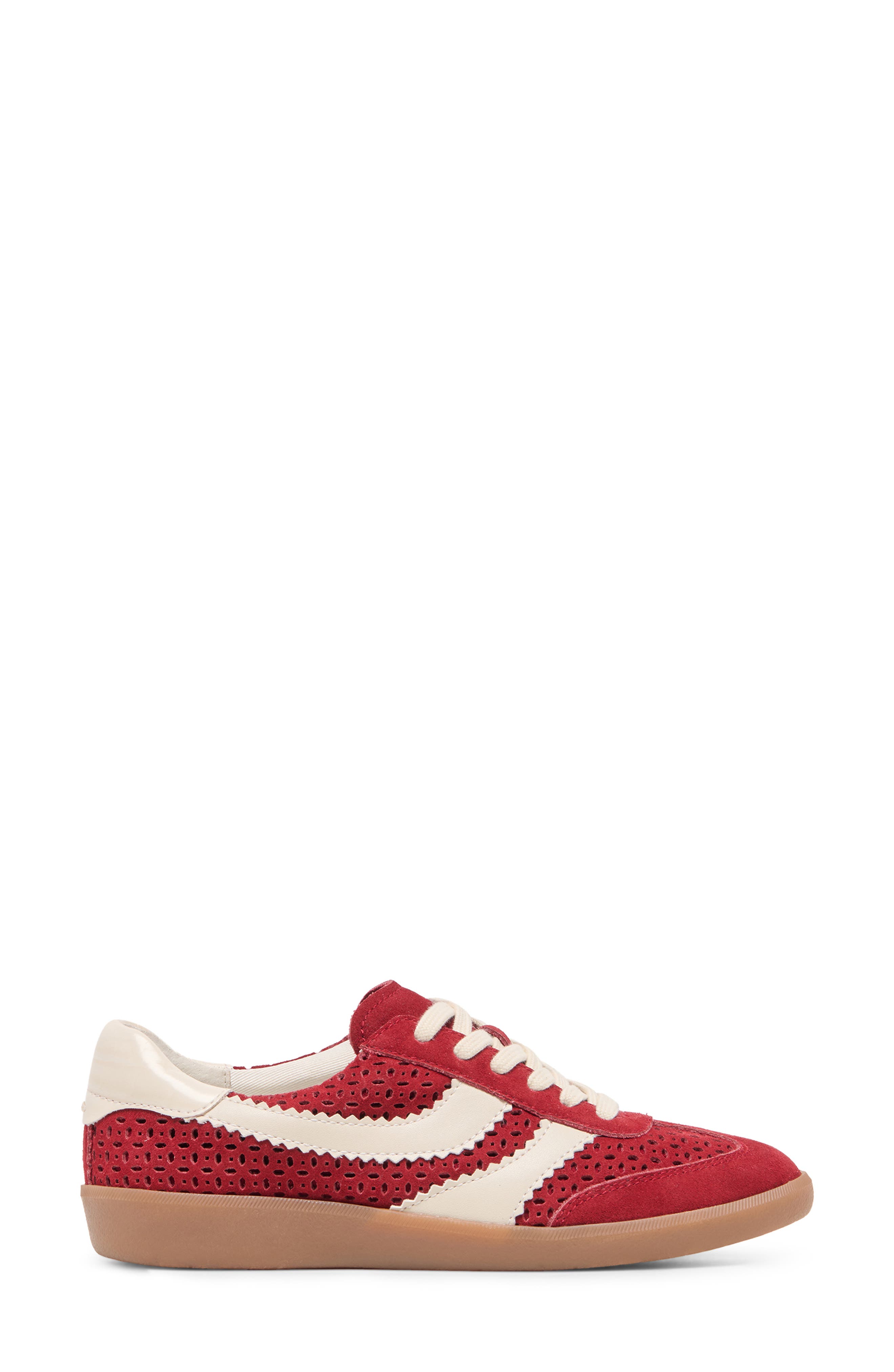 Merit Perforated Sneaker, Alternate, color, CRIMSON SUEDE