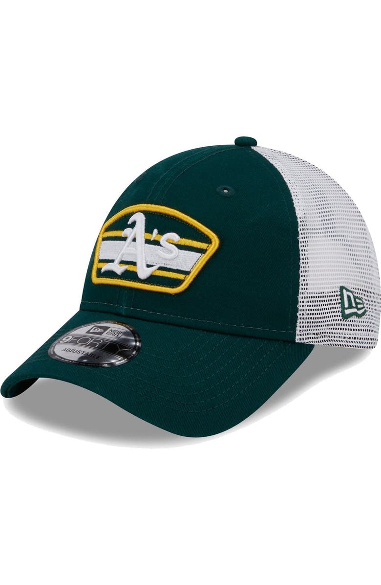 New Era Men's New Era Green/White Oakland Athletics Logo Patch 9FORTY Trucker Snapback Hat, Main, color, Green