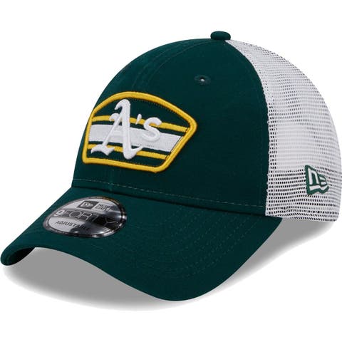 Men's New Era Green/White Oakland Athletics Logo Patch 9FORTY Trucker Snapback Hat