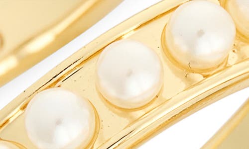 Covet Set Of 3 Pavé & Faux Pearl Eternity Band Rings In Gold