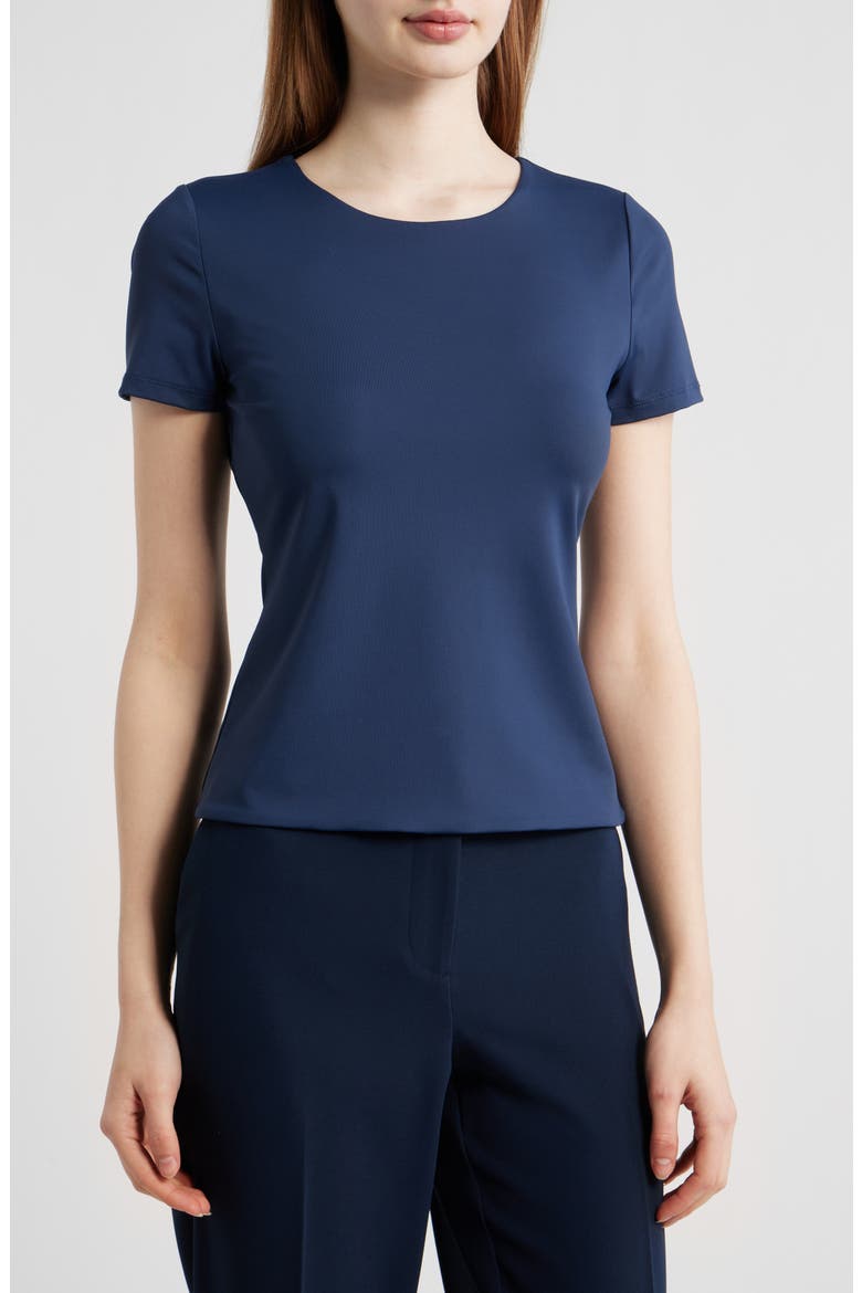 Rhianna Stretch Knit T-Shirt, Main, color, NAVY