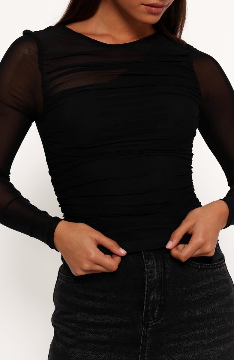 Petal & Pup Selina Long Sleeve Mesh Top, Alternate, color, Black