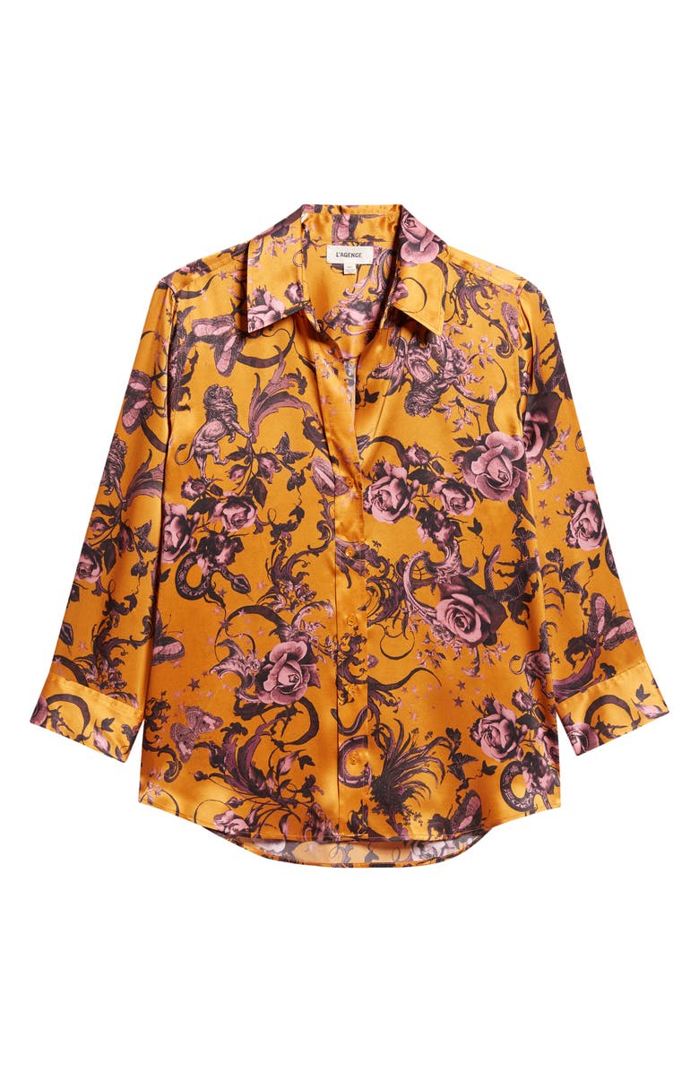 L'AGENCE Dani Floral Silk Charmeuse Blouse, Alternate, color, Desclay Multi Baroque Floral