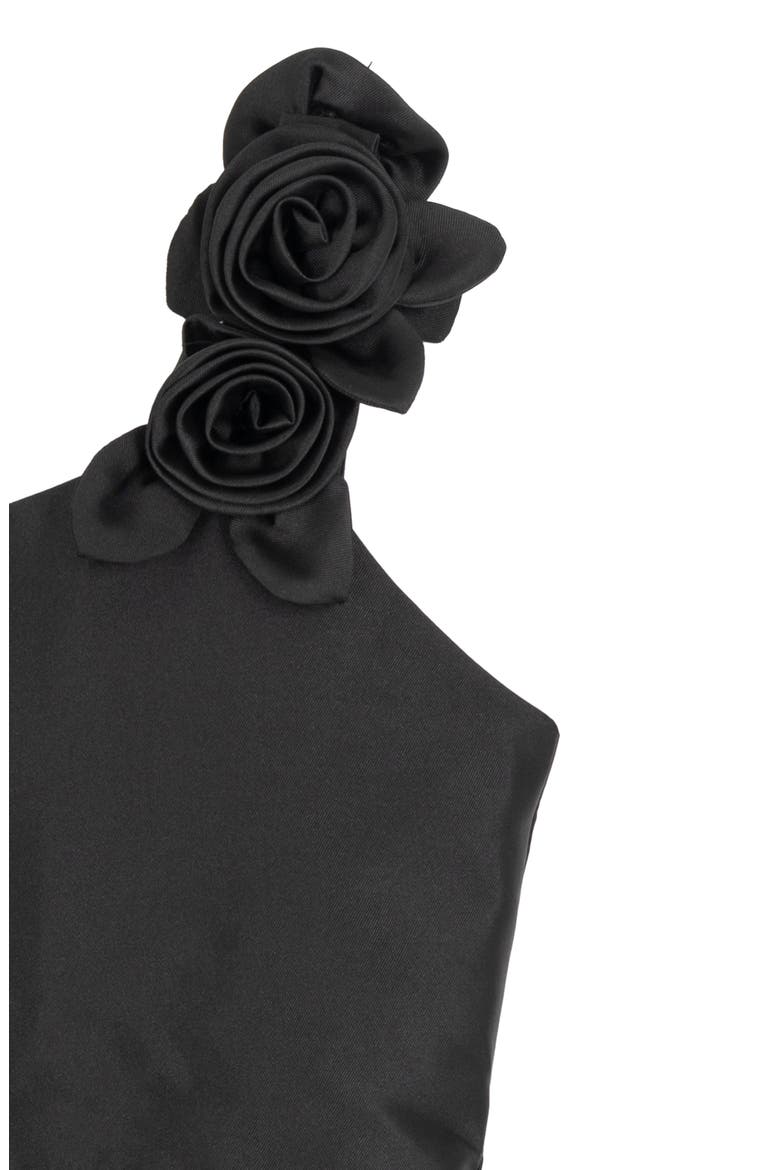 Kids' Mikado Flower Party Dress, Alternate, color, BLACK