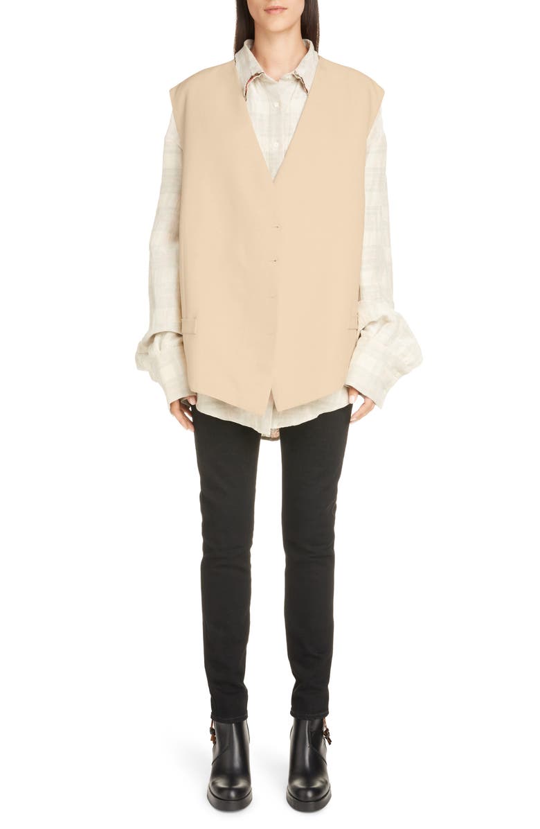 Acne Studios Sadira Check Linen Blend Shirt, Alternate, color, 