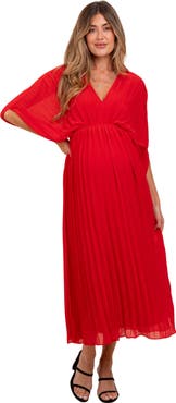 PinkBlush Pleated V Neck Maxi Dress