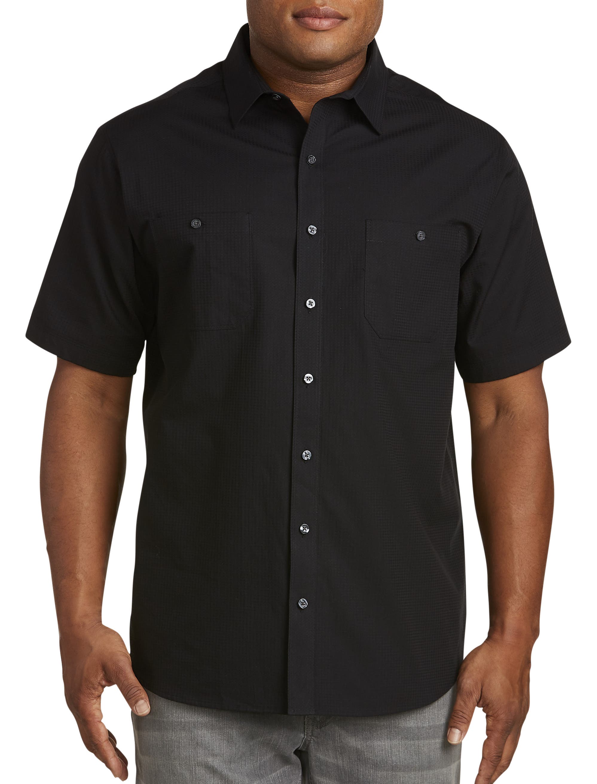 Big & Tall Textured Solid Sport Shirt - image 3