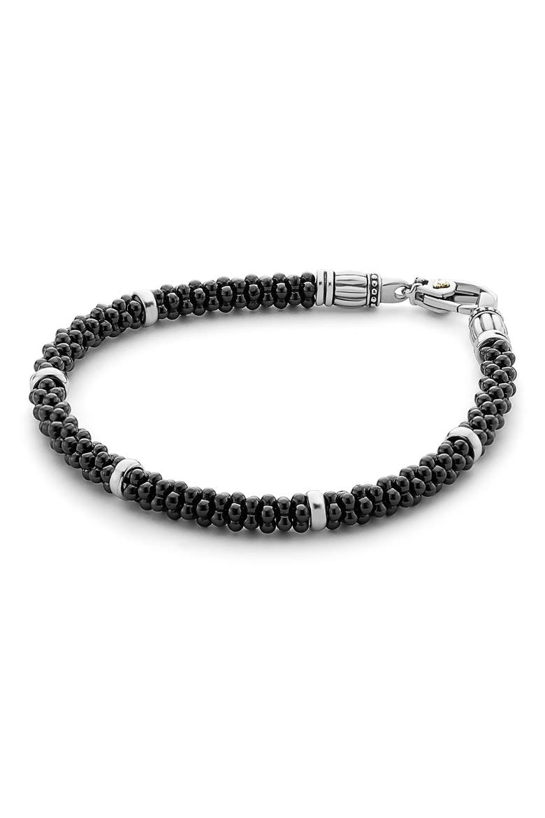 Black & White Caviar Bracelet, Main, color, BLACK