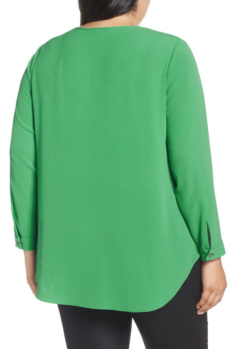 Soft Texture Split Neck Tunic, Alternate, color, EMERALD LEAF