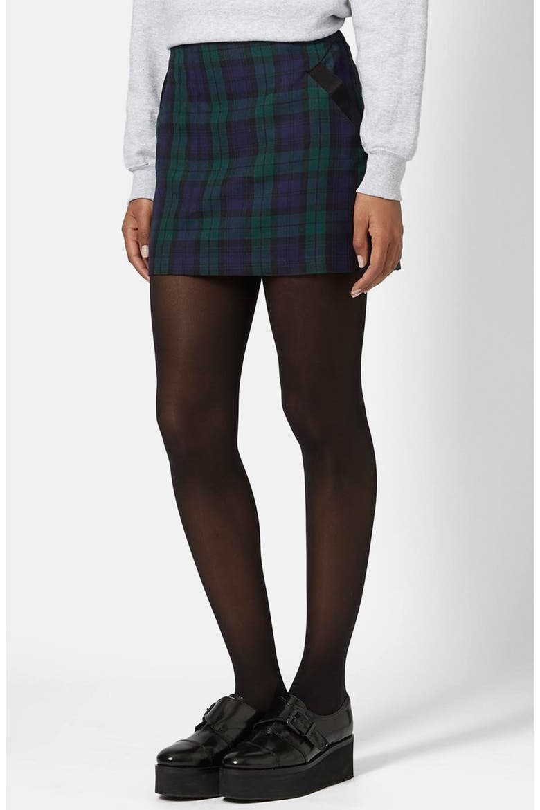 Plaid Miniskirt, Main, color, NAVY BLUE