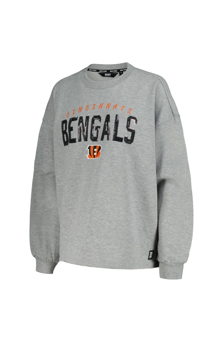 DKNY SPORT Women's DKNY Sport Heather Charcoal Cincinnati Bengals Penelope Pullover Sweatshirt, Alternate, color, Heather Charcoal