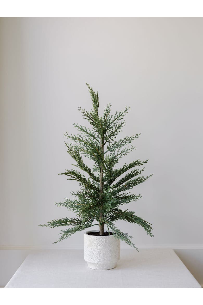 2' Faux Cedar Tree, Set of 2, Alternate, color, Crème