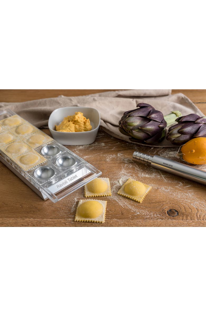 Marcato Atlas Tablet Pasta Maker, Made in Italy, Makes 10 Raviolis, Alternate, color, Silver