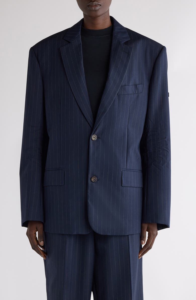 Pinstripe Wool Blazer