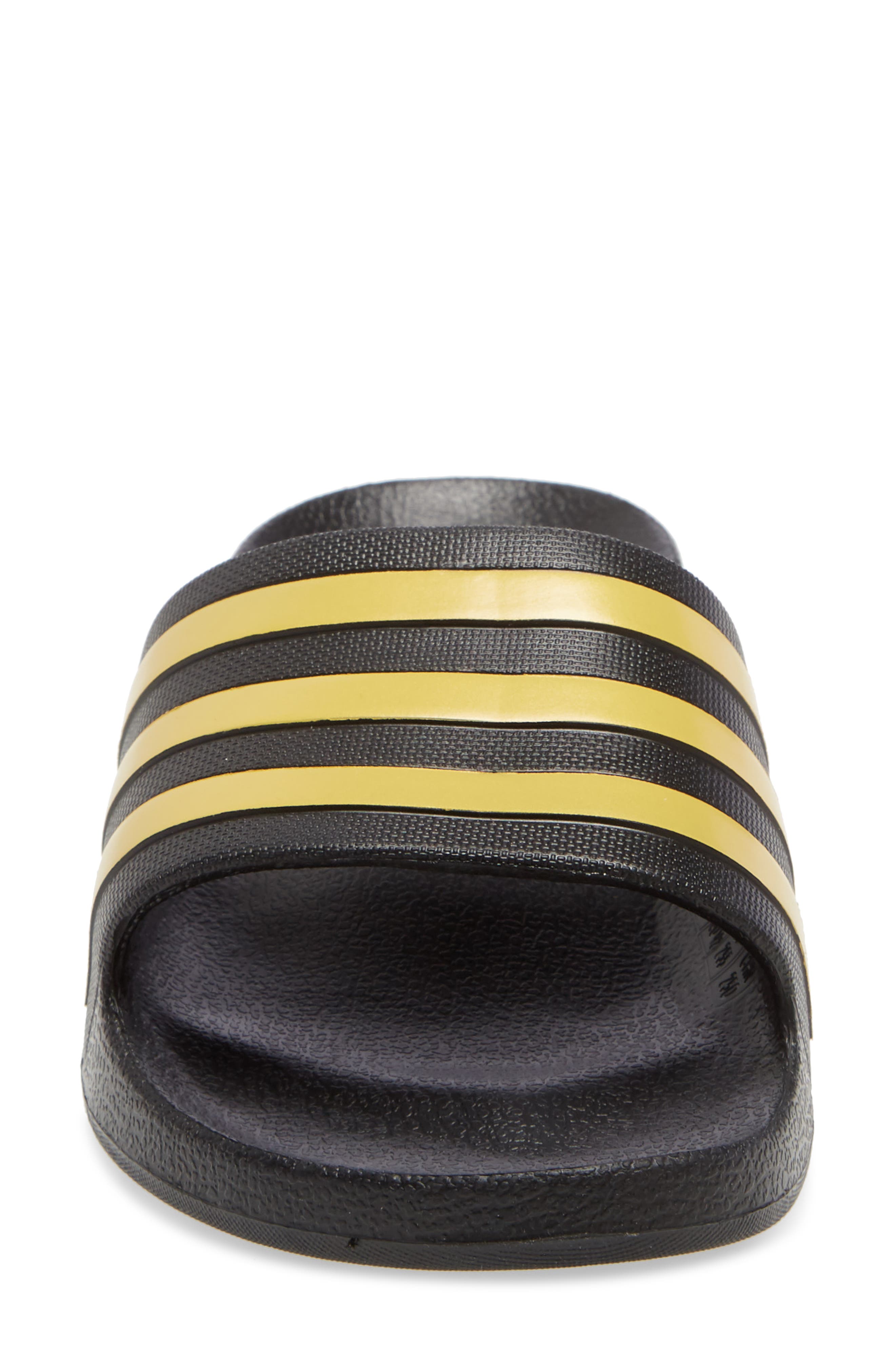 adidas Adilette Aqua Slide Sandal, Alternate, color, Core Black/ Gold/ Core Black