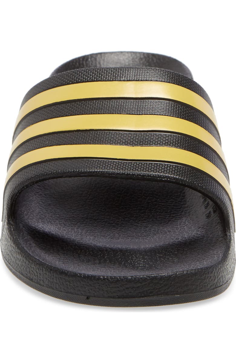 adidas Adilette Aqua Slide Sandal, Alternate, color, Core Black/ Gold/ Core Black
