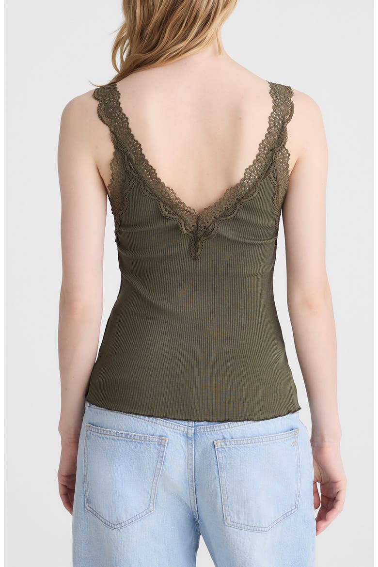 V-Neck Lace Cotton Blend Tank, Alternate, color, FADED IVY