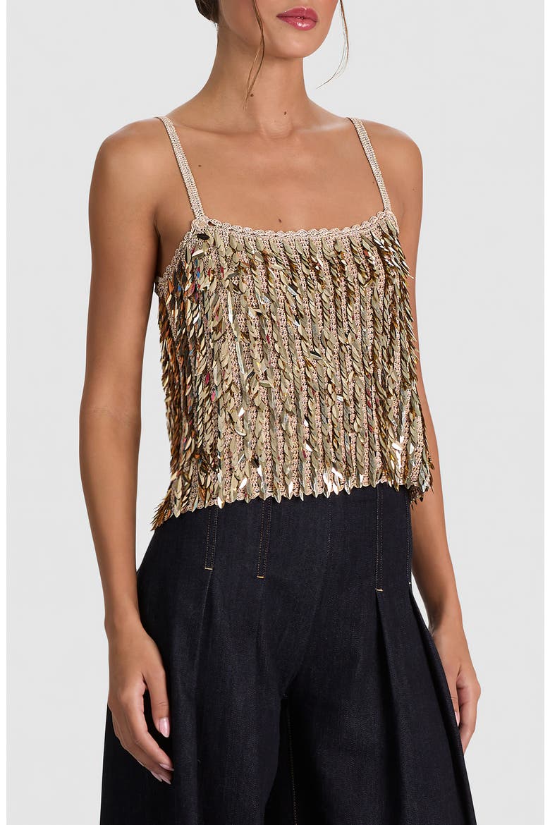 Nicolette Sequin Camisole, Alternate, color, SAND/ GOLD