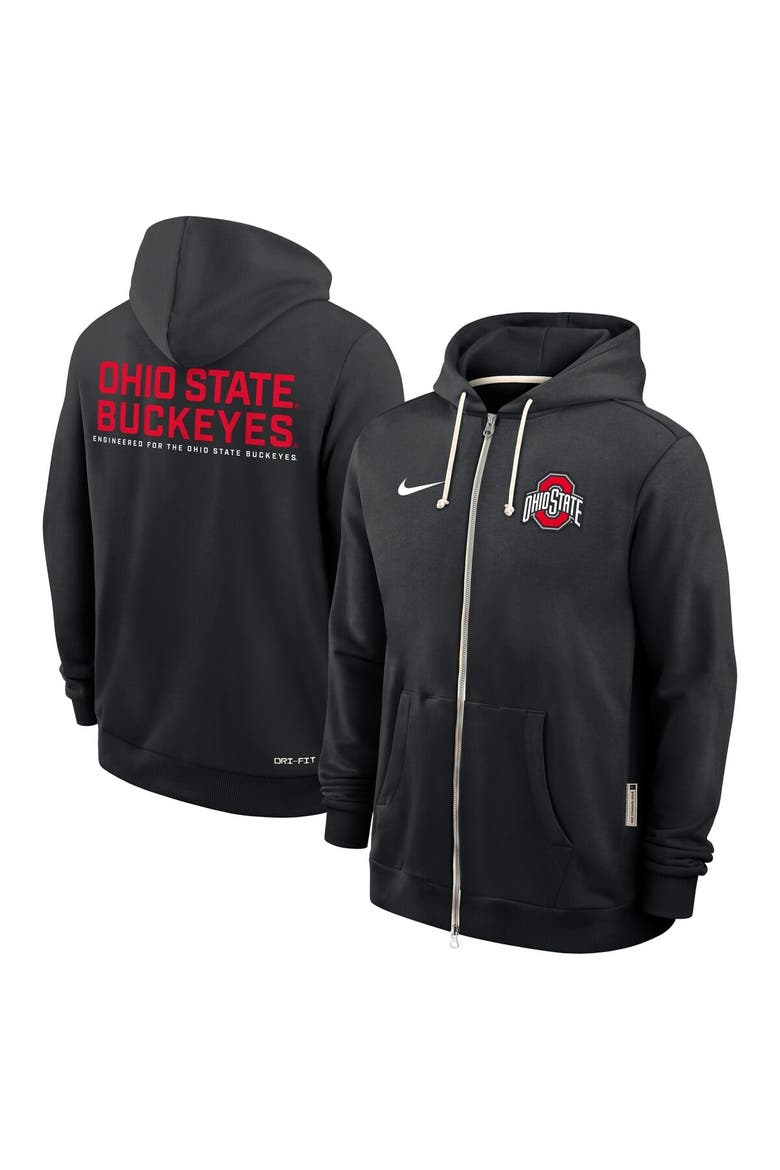 Men's Nike Black Ohio State Buckeyes 2025 Sideline Standard Issue Dri-FIT Full-Zip Hoodie, Alternate, color, Black