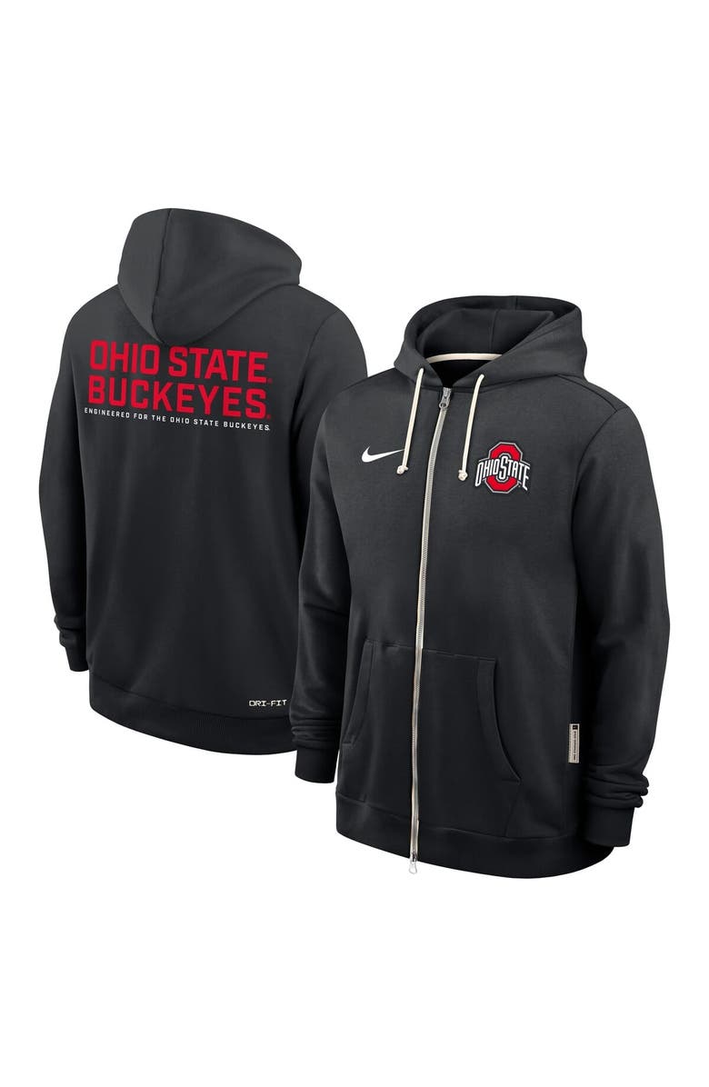 Nike Men's Nike Black Ohio State Buckeyes 2025 Sideline Standard Issue Dri-FIT Full-Zip Hoodie, Alternate, color, Black