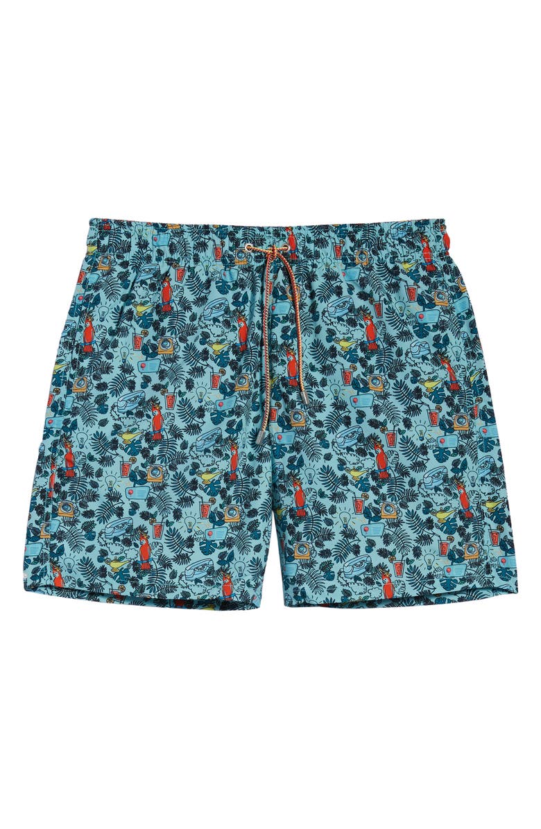 Bugatchi Print Swim Trunks, Alternate, color,