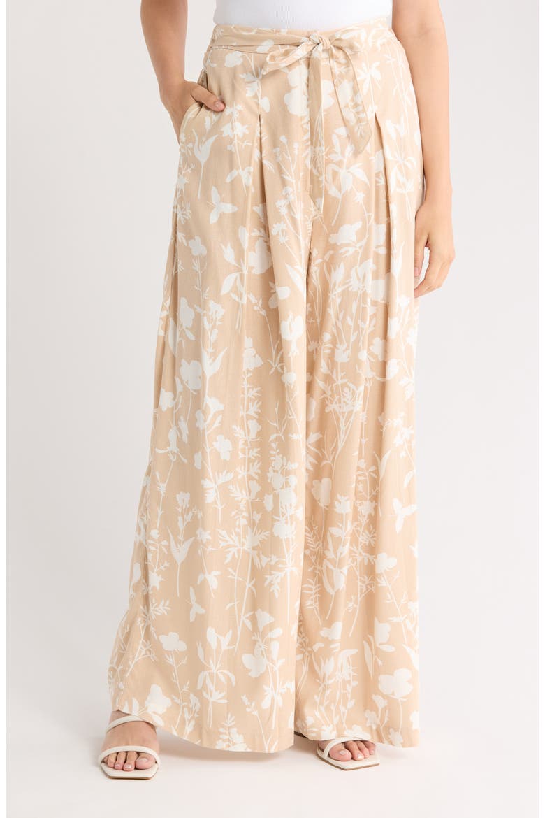 Cleo Printed Wide Leg Pants, Main, color, CLEO FLOWERS SAND