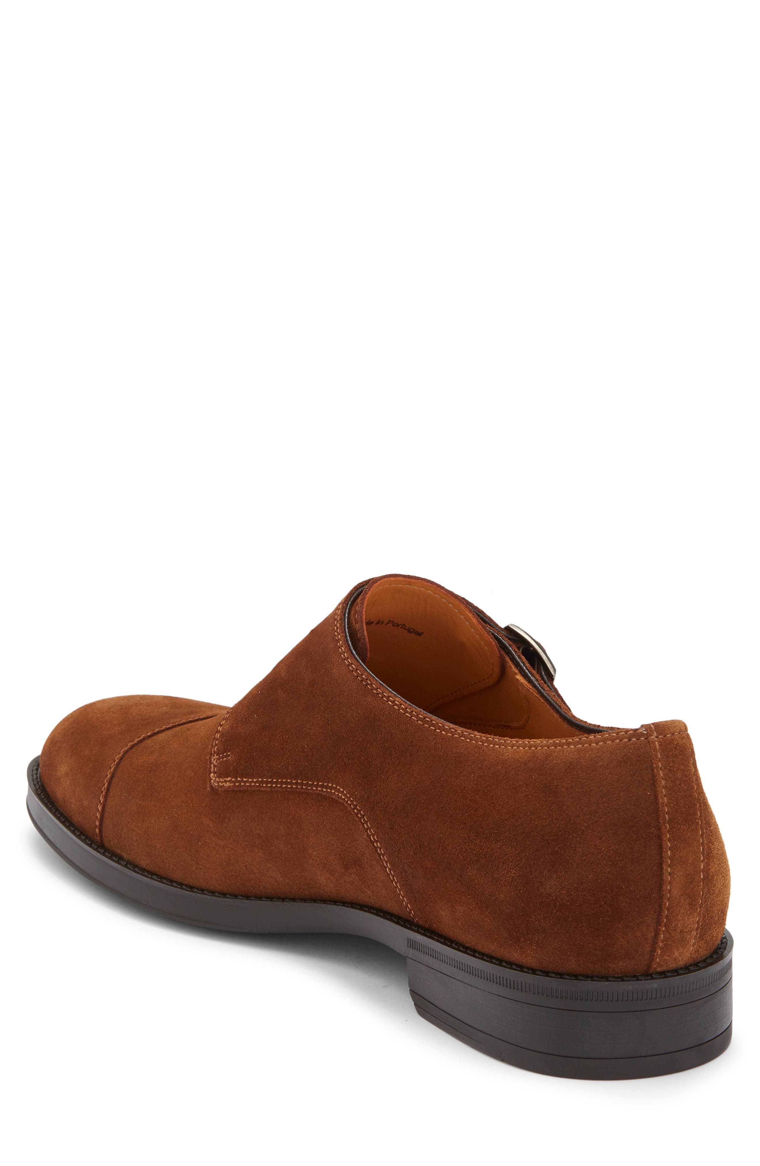 Magnanni Franklyn Monk Strap Shoe, Alternate, color, Cognac Suede