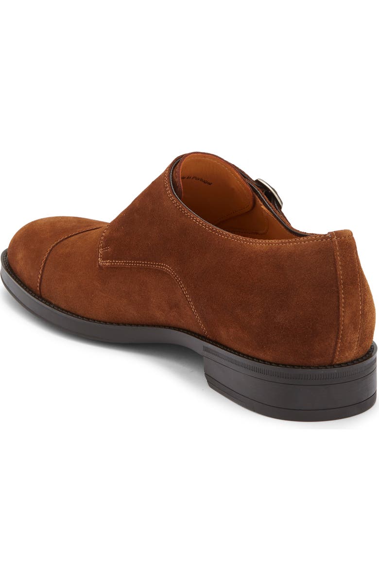 Magnanni Franklyn Monk Strap Shoe, Alternate, color, Cognac Suede