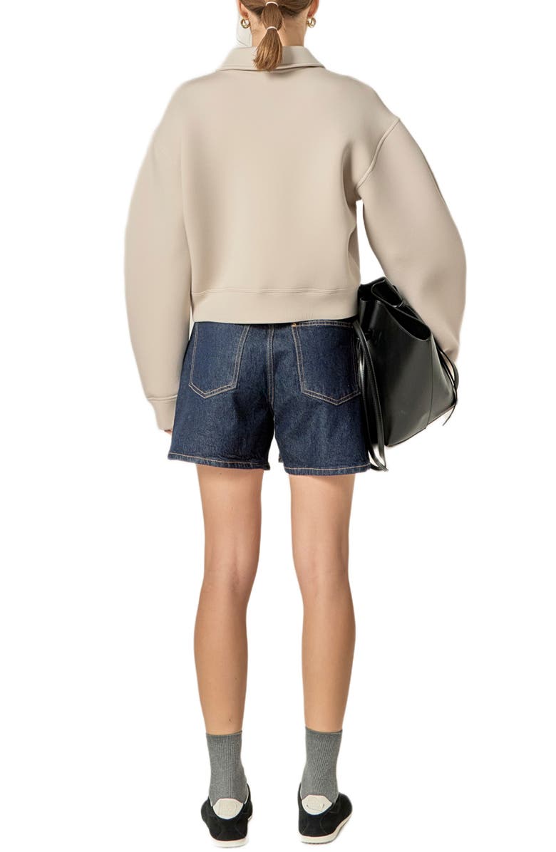 English Factory Lettering Scuba Polo Pullover, Alternate, color, Cream/ Red