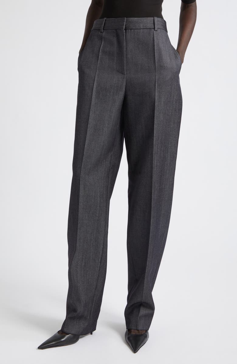 Balenciaga Denim Look Wool Twill Fittined Trousers, Main, color, 4100 Navy