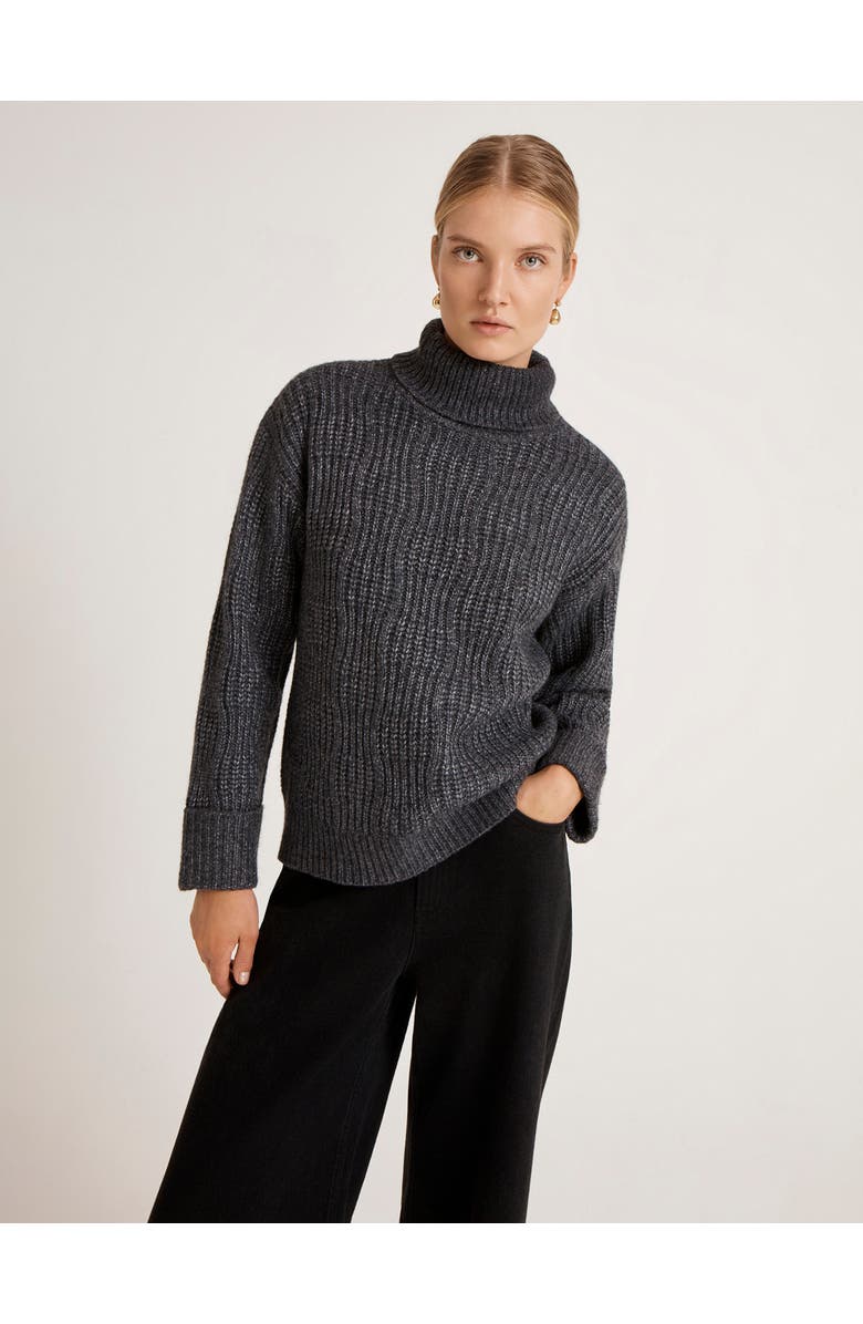 Finery London Albie Roll Neck Knitted Jumper, Alternate, color, Charcoal