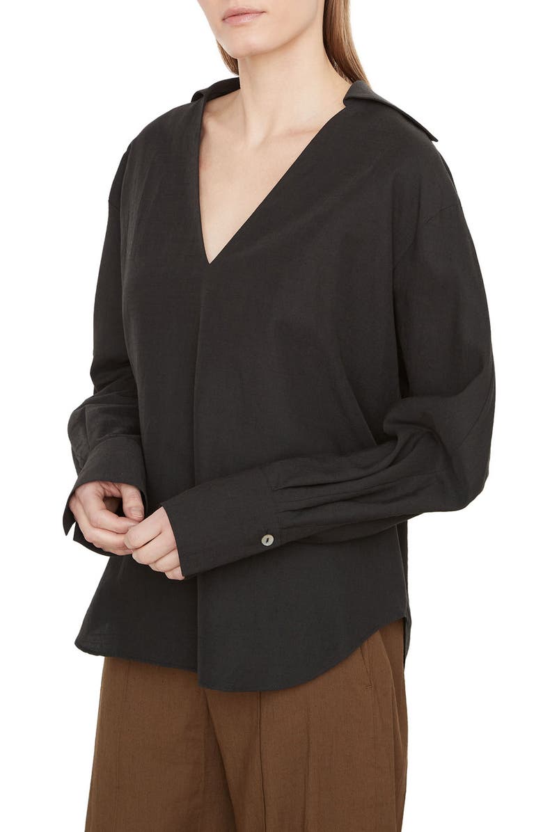 Vince V-Neck Popover Blouse, Alternate, color, Black