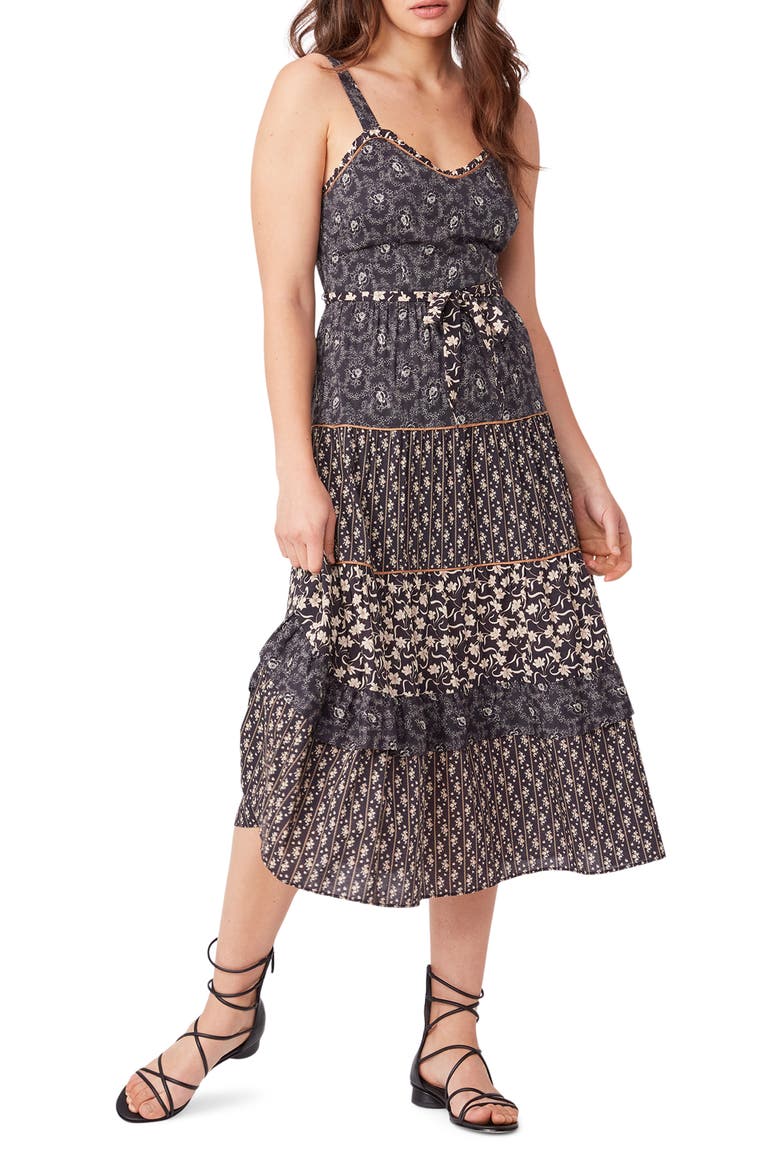 Mix Print Sundress, Main, color, BLACK