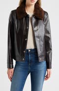 Sam Edelman Slim Fit Faux Leather Jacket With Faux Fur Collar