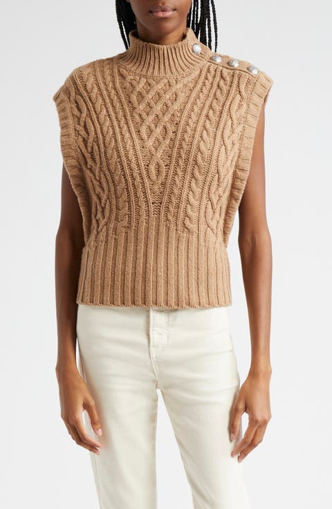 Holton Wool Button Shoulder Cap Sleeve Sweater