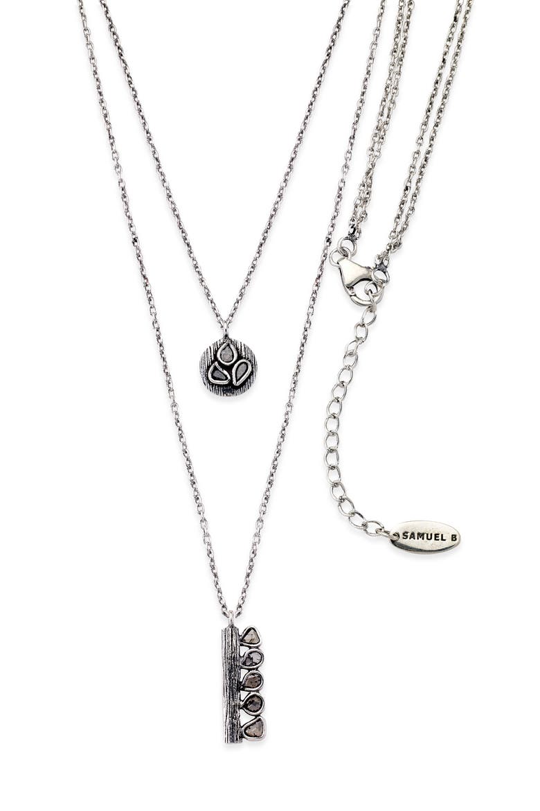 Double Layer Sliced Black Diamond Necklace, Main, color, SILVER