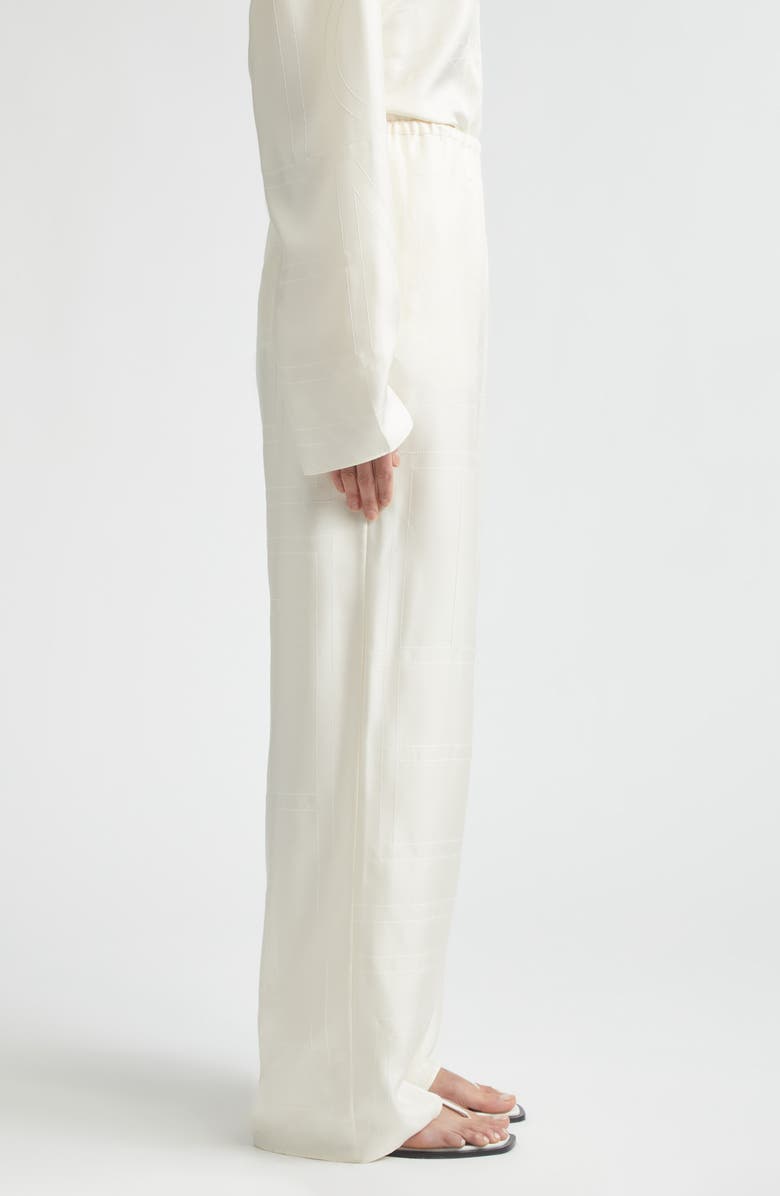 TOTEME Monogram Organic Silk Pajama Pants, Alternate, color, Cream