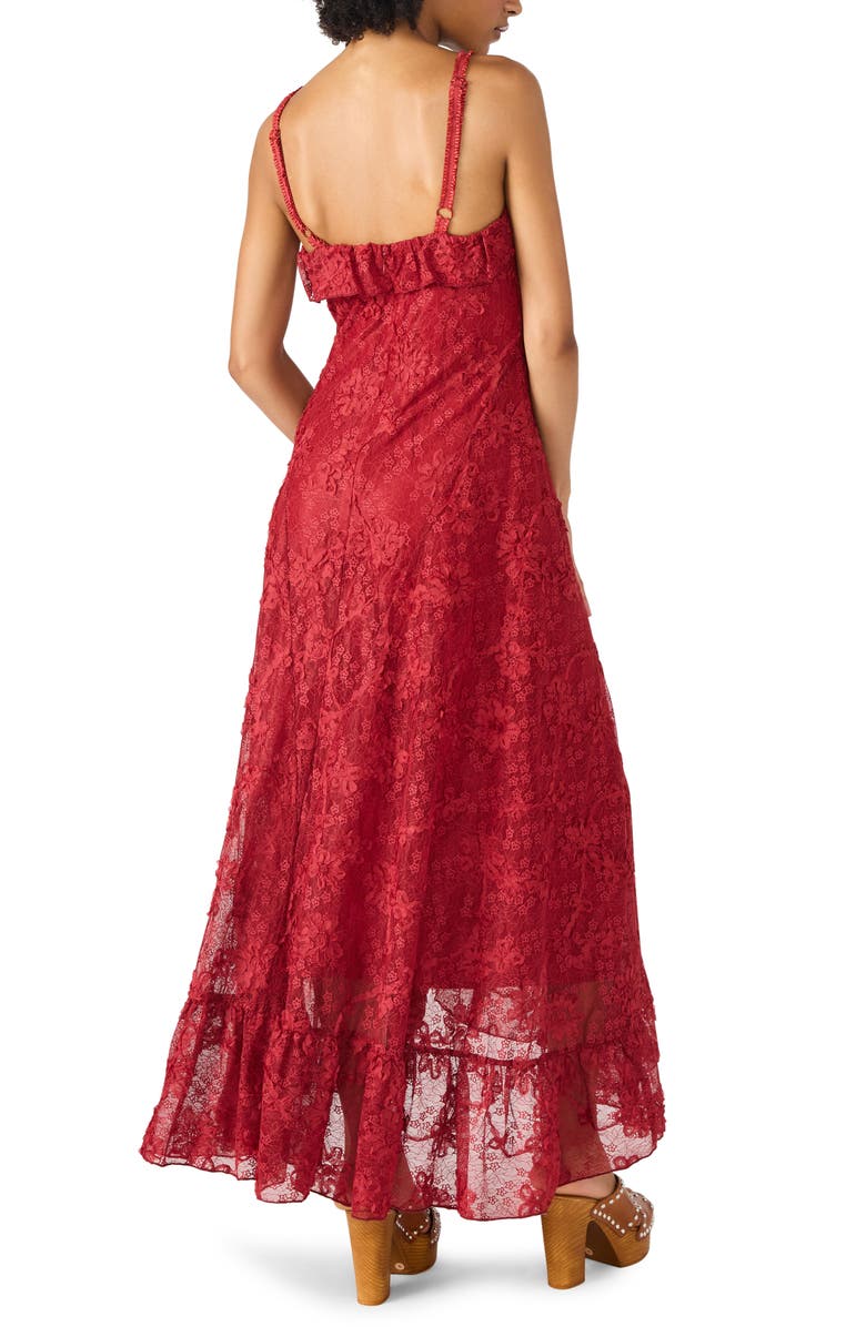 Steve Madden Irisia Ruffle Lace Maxi Dress, Alternate, color, Purple Wine