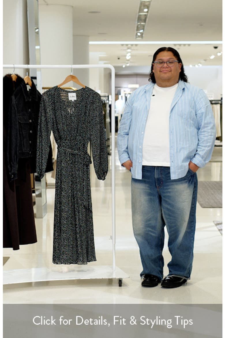 Polka Dot Metallic Thread Long Sleeve Pleated Dress video