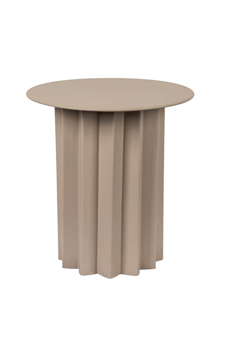 Storied Home Pleated Metal Side Table, Beige, Main, color, Beige