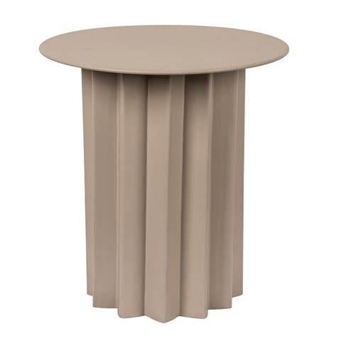 Pleated Metal Side Table, Beige