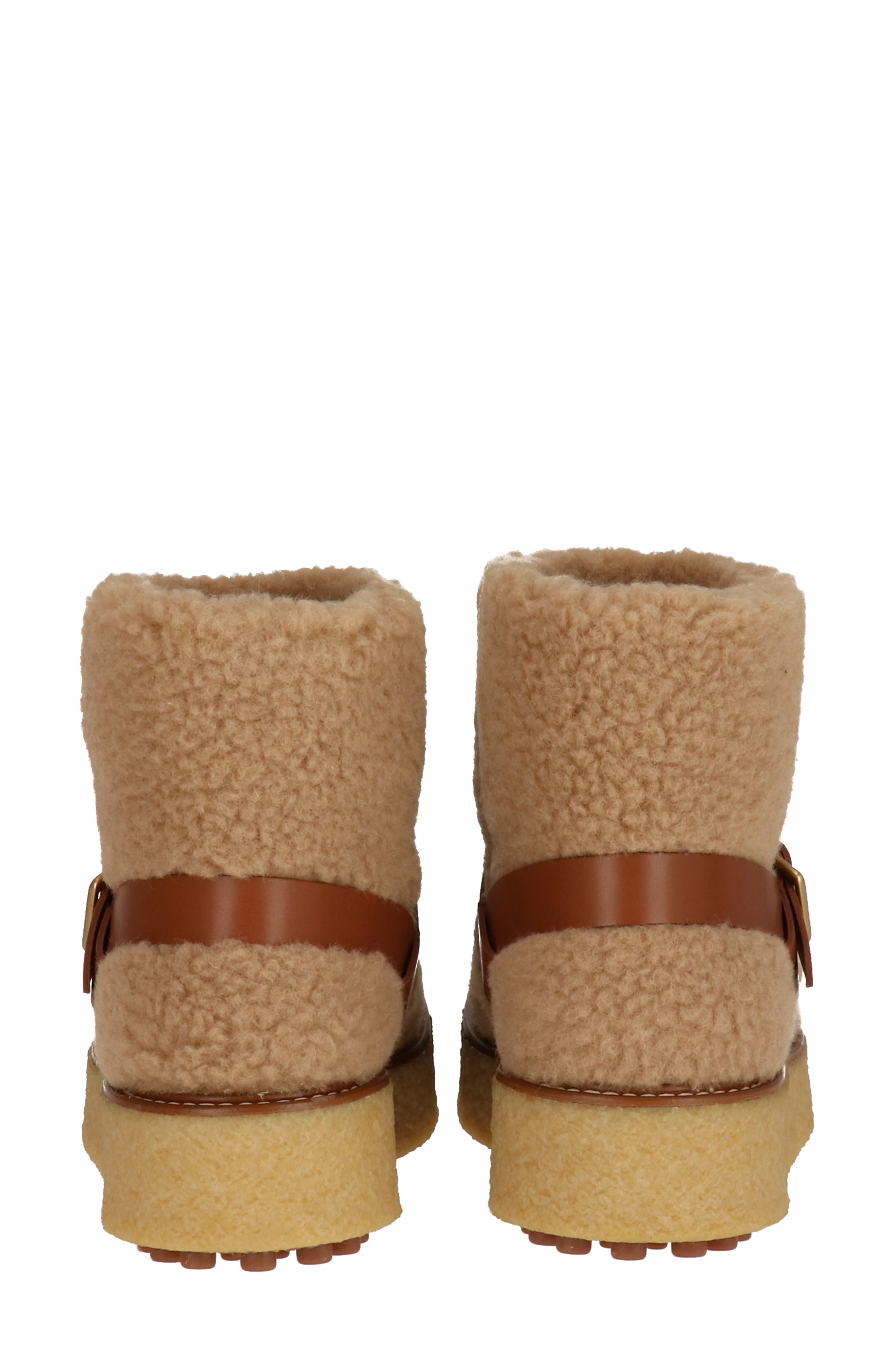 Tod's Faux Shearling Platform Boot, Alternate, color, Brown